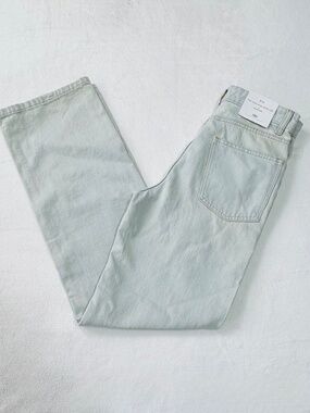 NWT Zara The High Rise Wide Leg Jeans in Bleached Indigo Size 4